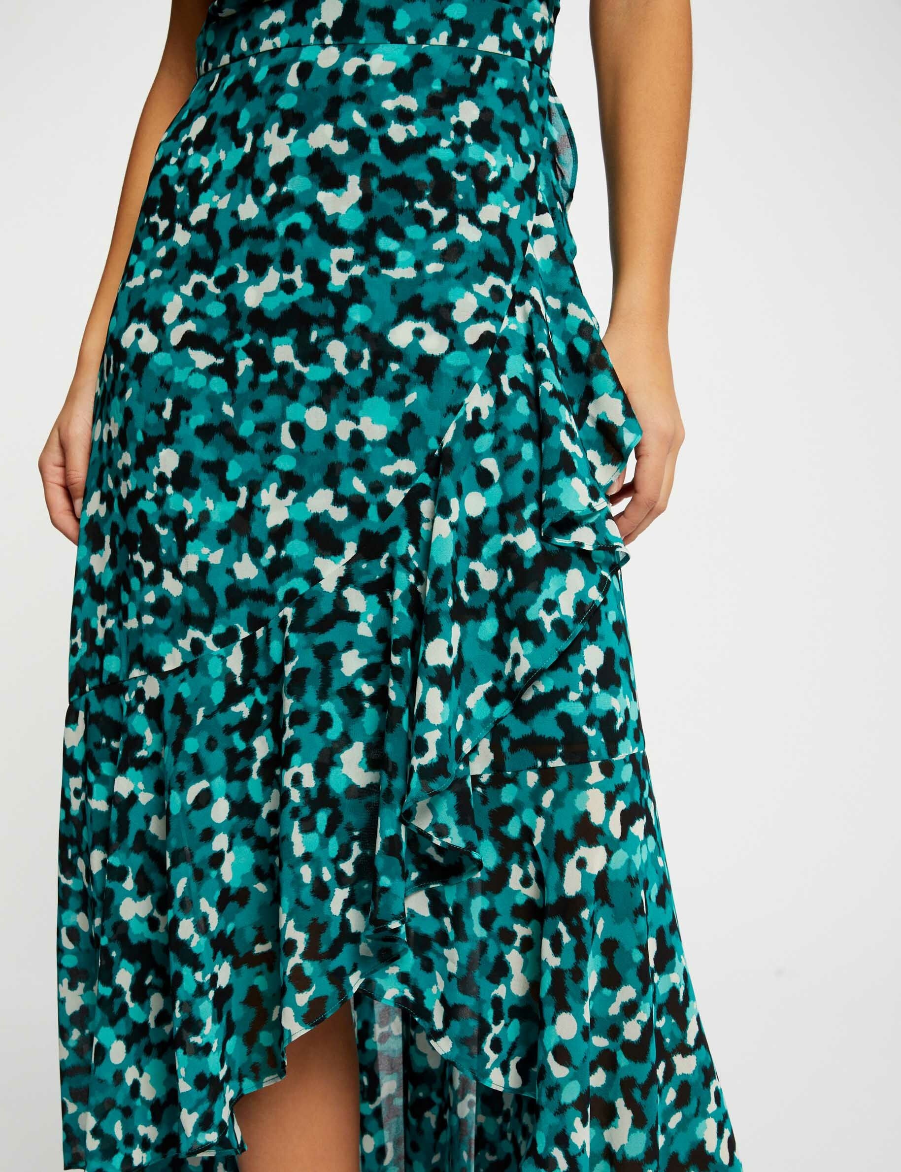 Robe longue évasée imprimé abstrait vert femme - vert