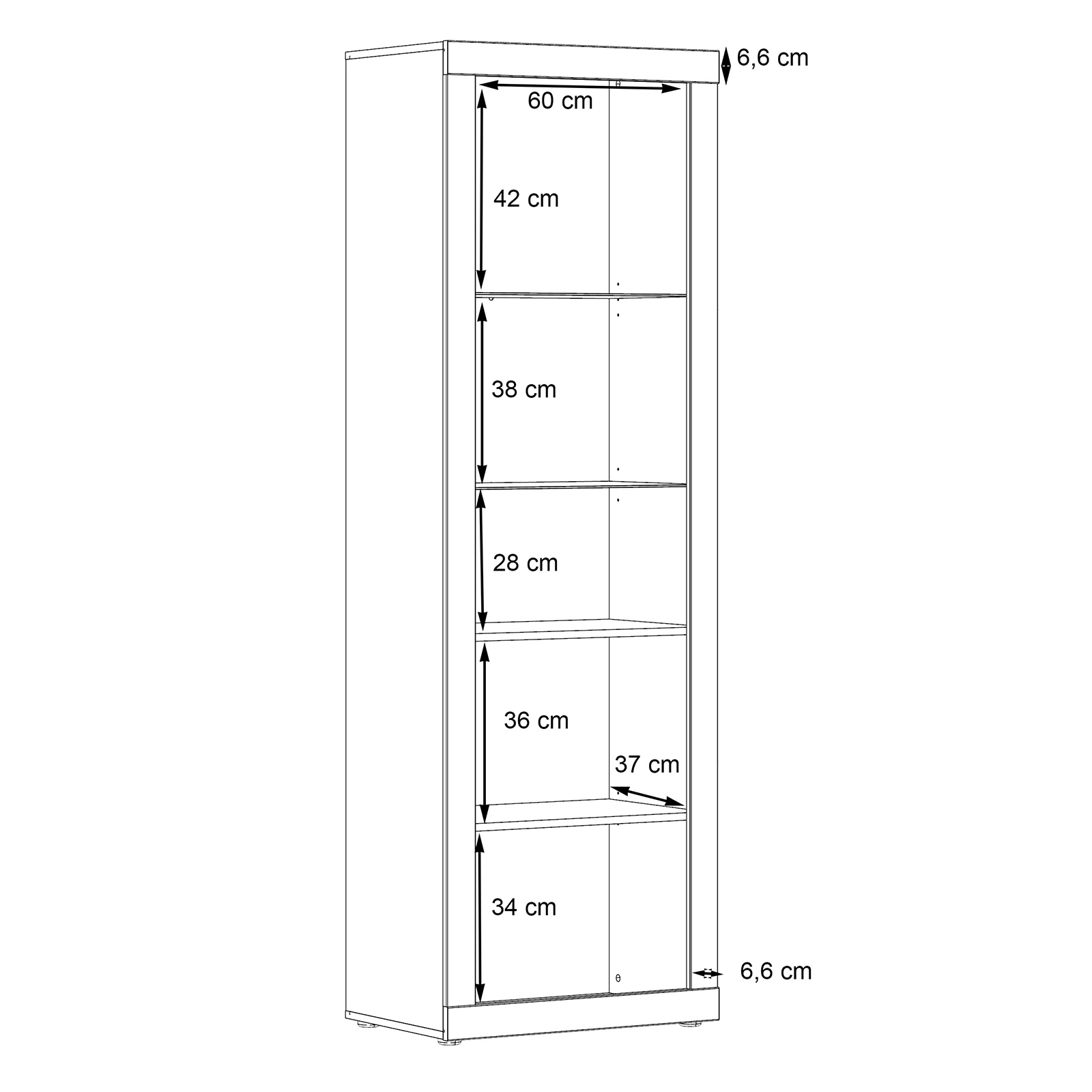 Standvitrine - Betonoptik - weiß - 197 cm hoch