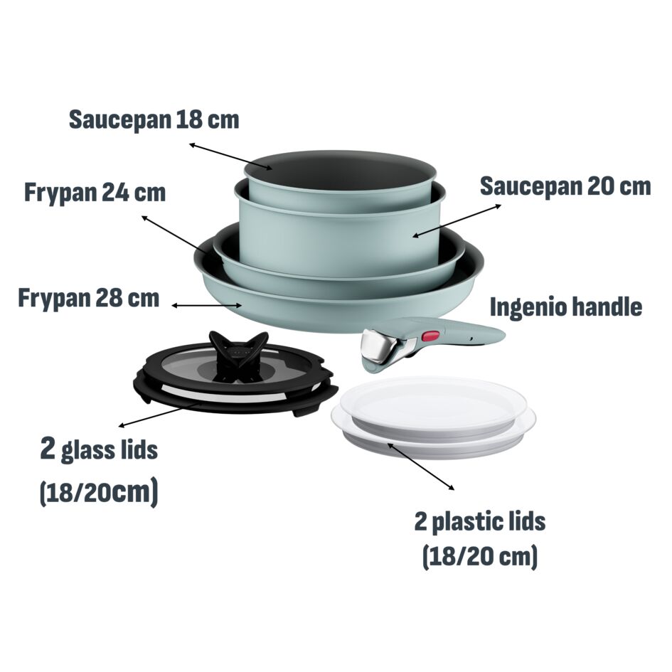 Ingenio Halo Eucalyptus 9-delige pannenset - stapelbaar - inductie
