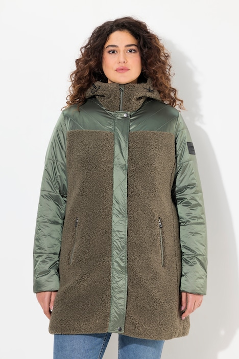 Jacke, Stepp/Teddyfleece, Kapuze, Zipptaschen