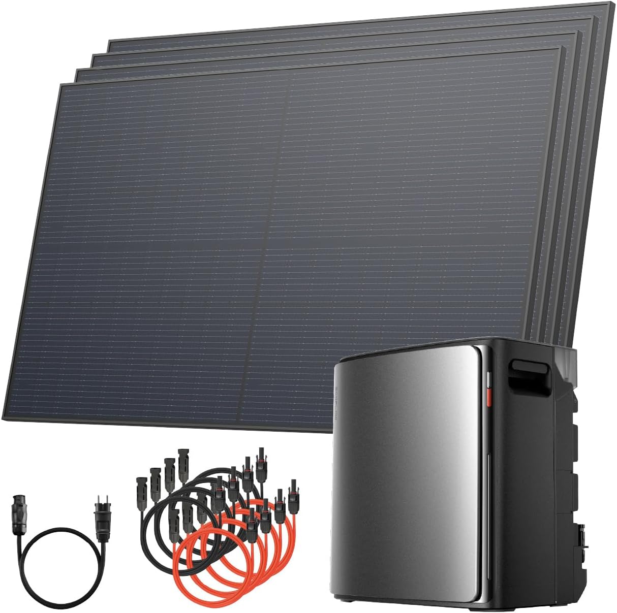 Solarway Balkonkraftwerk 2000Wp / 800W mit 3,8 kWh EcoFlow STREAM Ultra X Speicher – Komplettset mit 500W Solarmodulen, Wechselrichter & Zubehör – steckerfertige Mini-Solaranlage für die Steckdose