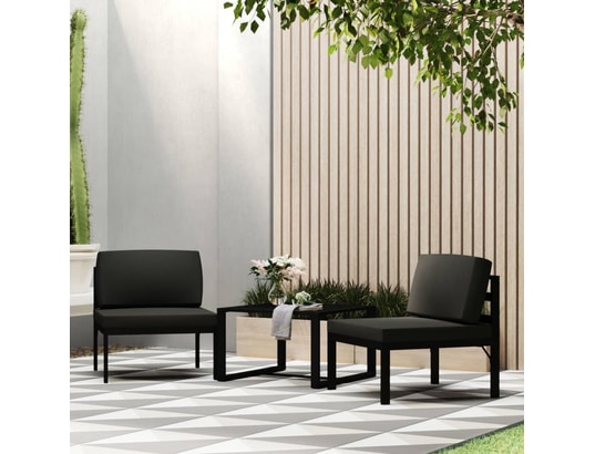 VIDAXL - Salon extérieur Jeu de canapés de jardin 3 pcs et coussins aluminium anthrac...