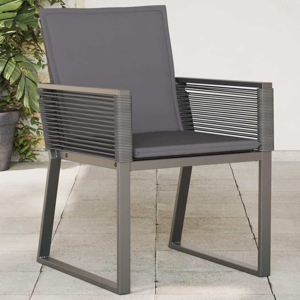 Gartenstühle mit Kissen 2 STK. Schwarz Poly Rattan PE Geflecht Stahlrahmen Bequem Langlebig Wetterfest