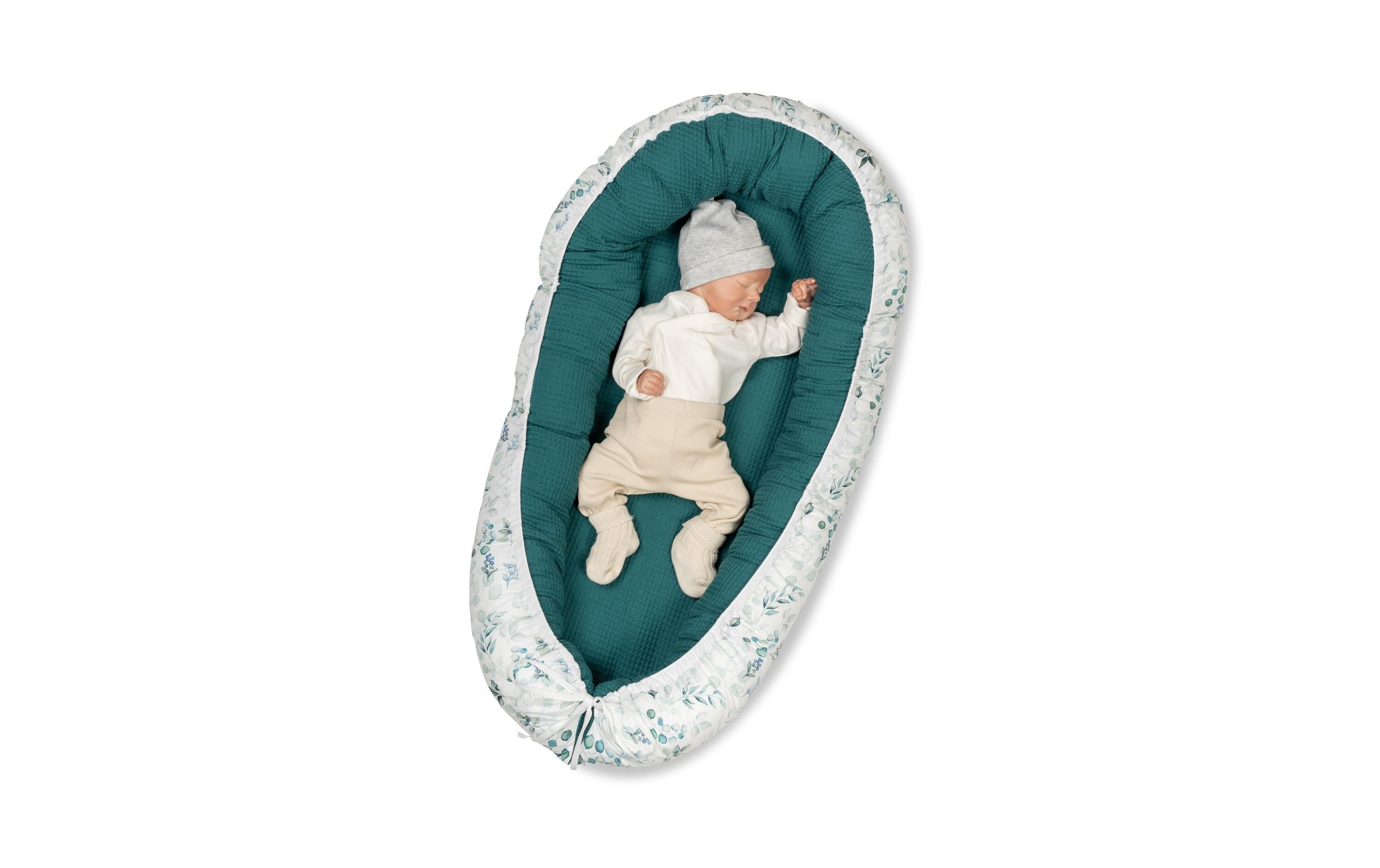 Babynest Eukalyptus Petrol 55 x 95 cmKuschelnest