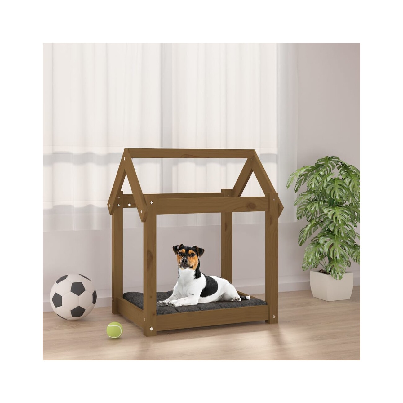 VidaXL Hundebett S (61x50x70 cm) aus Kiefernholz dunkelbraun