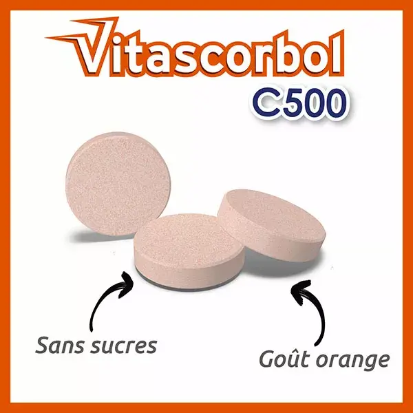 Vitascorbol Vitamine C 500mg 24 comprimés à croquer