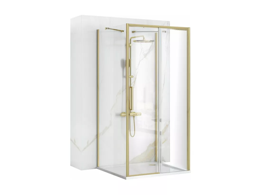 Cabine De Douche Murale Rea Rapid Slide 110X80 Brush Gold
