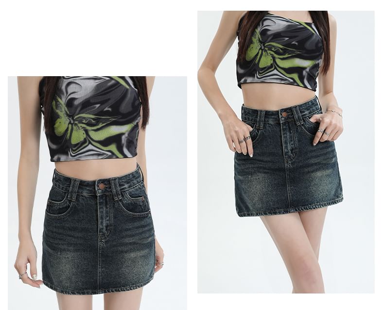 Yohana - Denim minirok met middelhoge taille