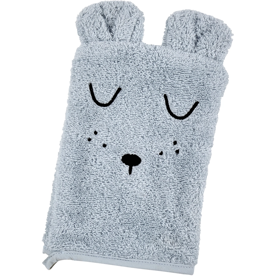 Alvi® Frottier-Set Kaputzenbadetuch & Waschhandschuh hellblau