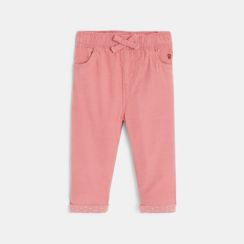 Pantalon velours côtelé rose bébé fille Rose