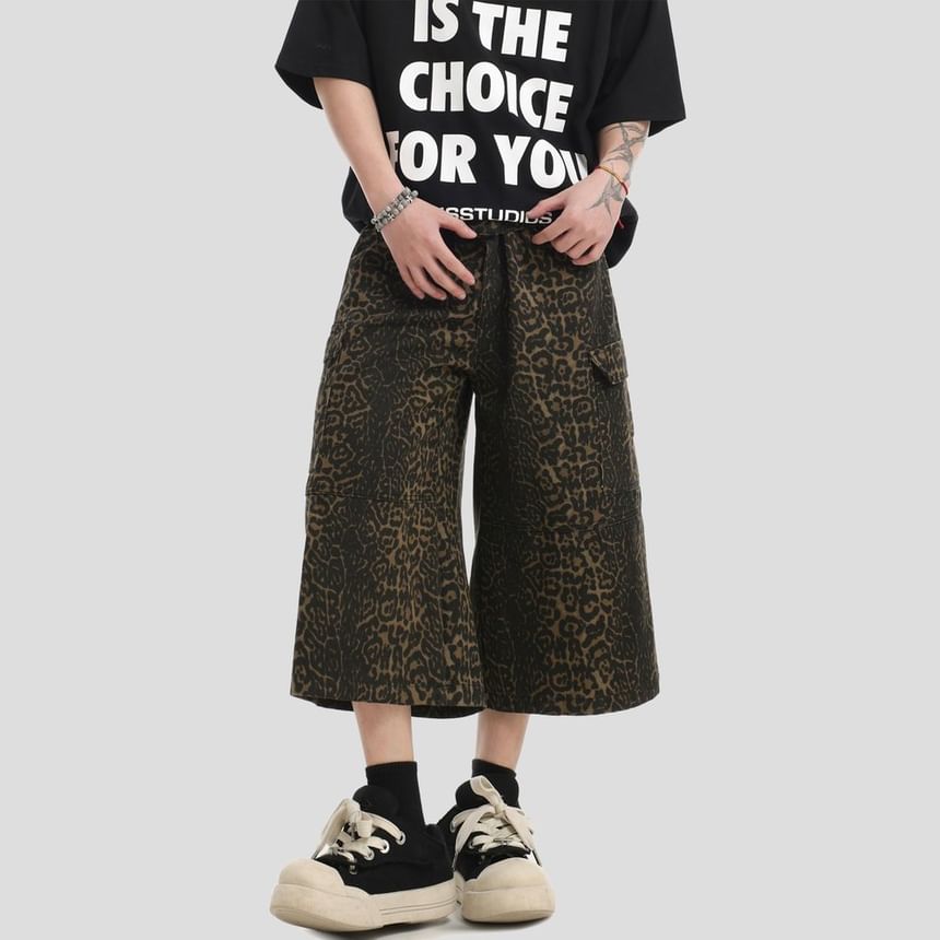 Banash - Capribroek met hoge taille en luipaardprint