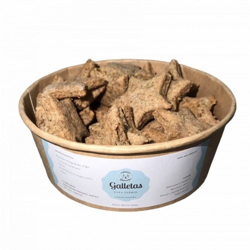 Pacote de biscoitos artesanais para cães com sabor de salsa e menta.