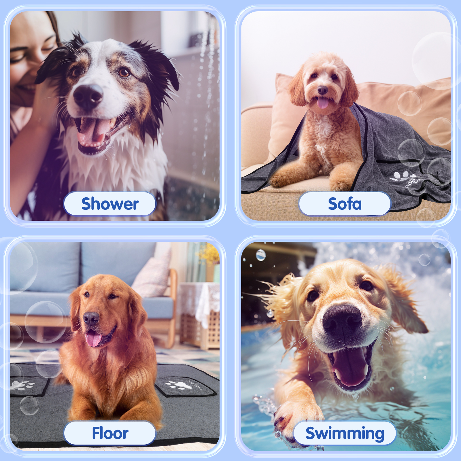 Toalha para cães Nobleza, macia e durável, ultra absorvente, ideal para secar cães de todos os portes.
