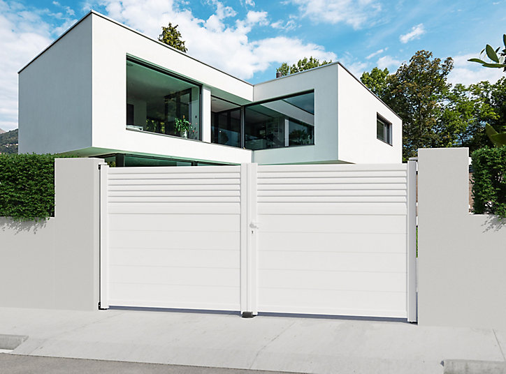 Portail aluminium Nazaré blanc - 350 x h.163,4 cm