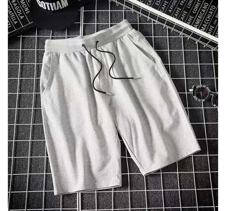 Acrius - Mid Rise Plain Drawstring Shorts