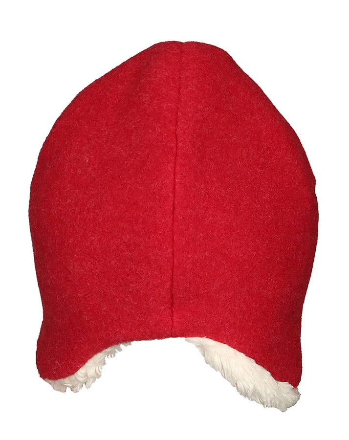 Woll-Mütze JONAS FLEECE mit Plüschfutter in rot/natur