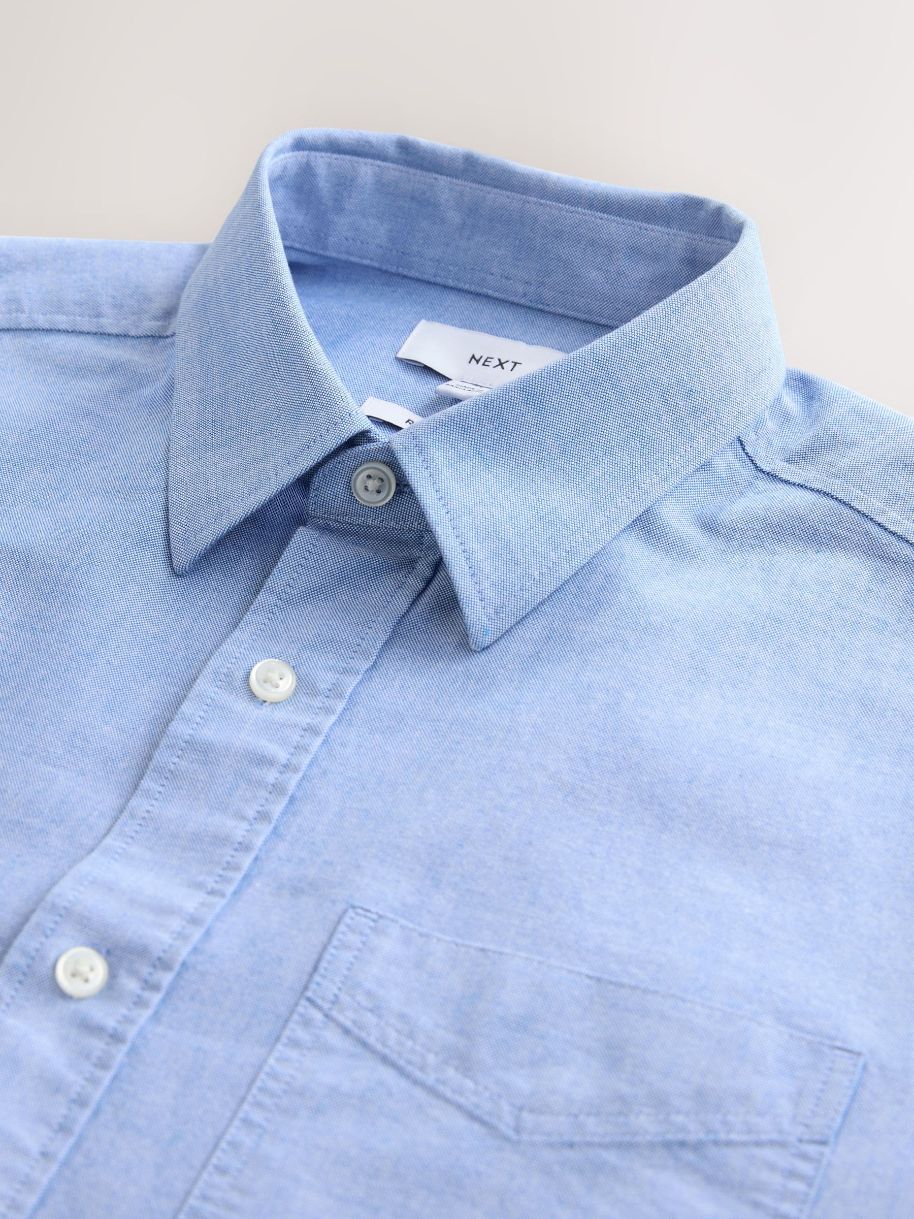 Lichtblauw - Slim Fit - Oxford-hemd met lange mouwen