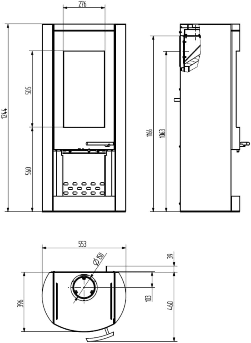 Wamsler W20001138150 Myra-H Kaminofen Stahl Schwarz/Grau/A+