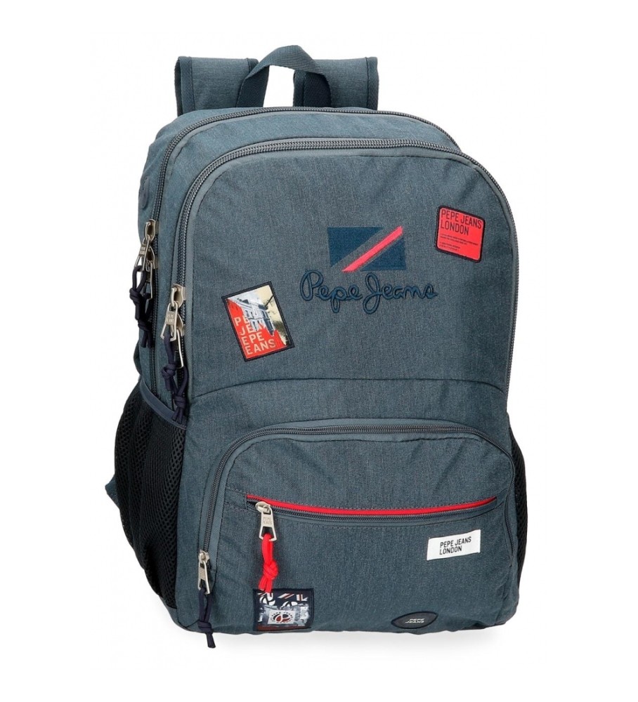 Mochila adaptável Pepe Jeans Kay, 46 cm, dois compartimentos, azul escuro