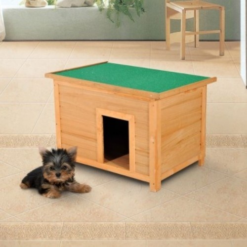 Casinha de madeira para cachorro PawHut, amarela
