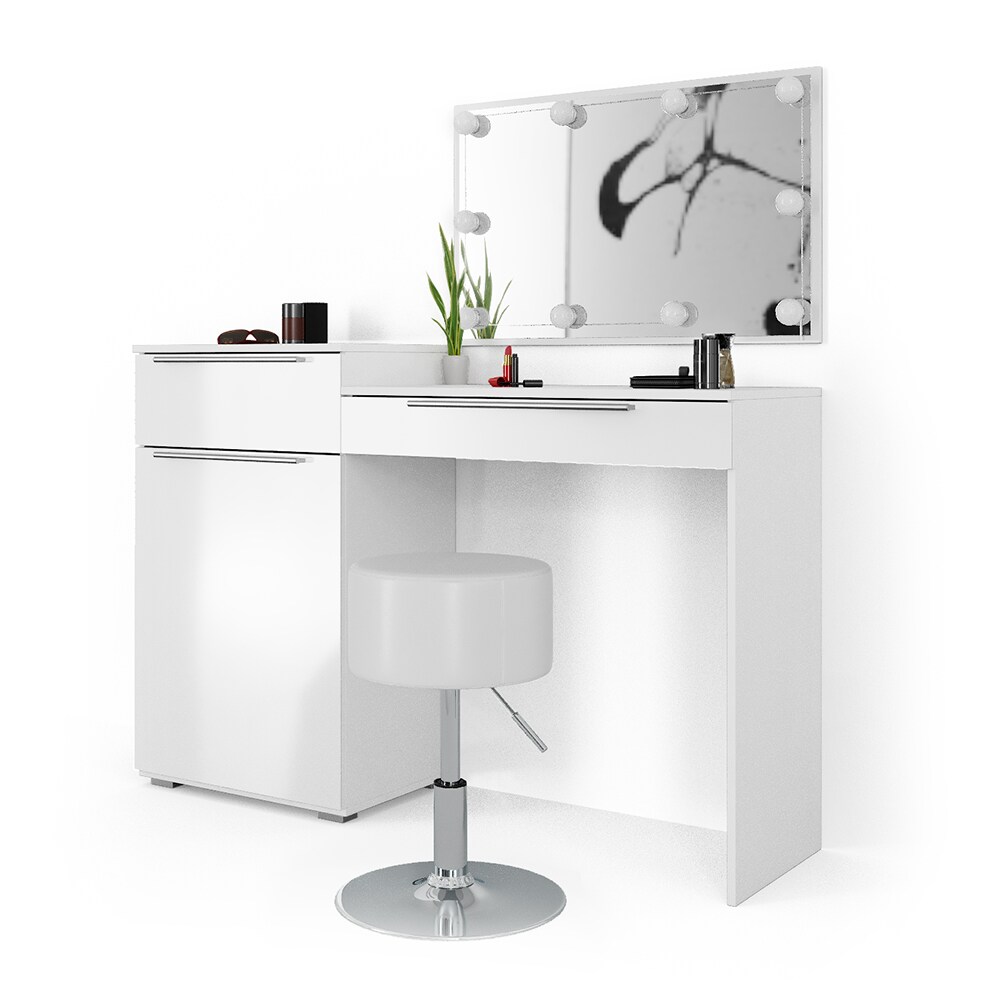 Vicco Schminktisch Little Lilli Frisiertisch Kommode Frisierkommode Spiegel Weiß inklusive Hocker und LED-Lichterkette