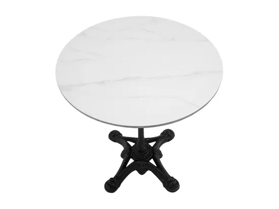 Table bistrot ronde en pierre minérale et métal noir L60 cm CONTY