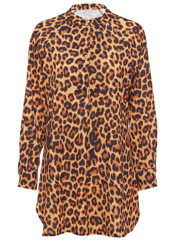Satin Bluse mit Leo Dessin