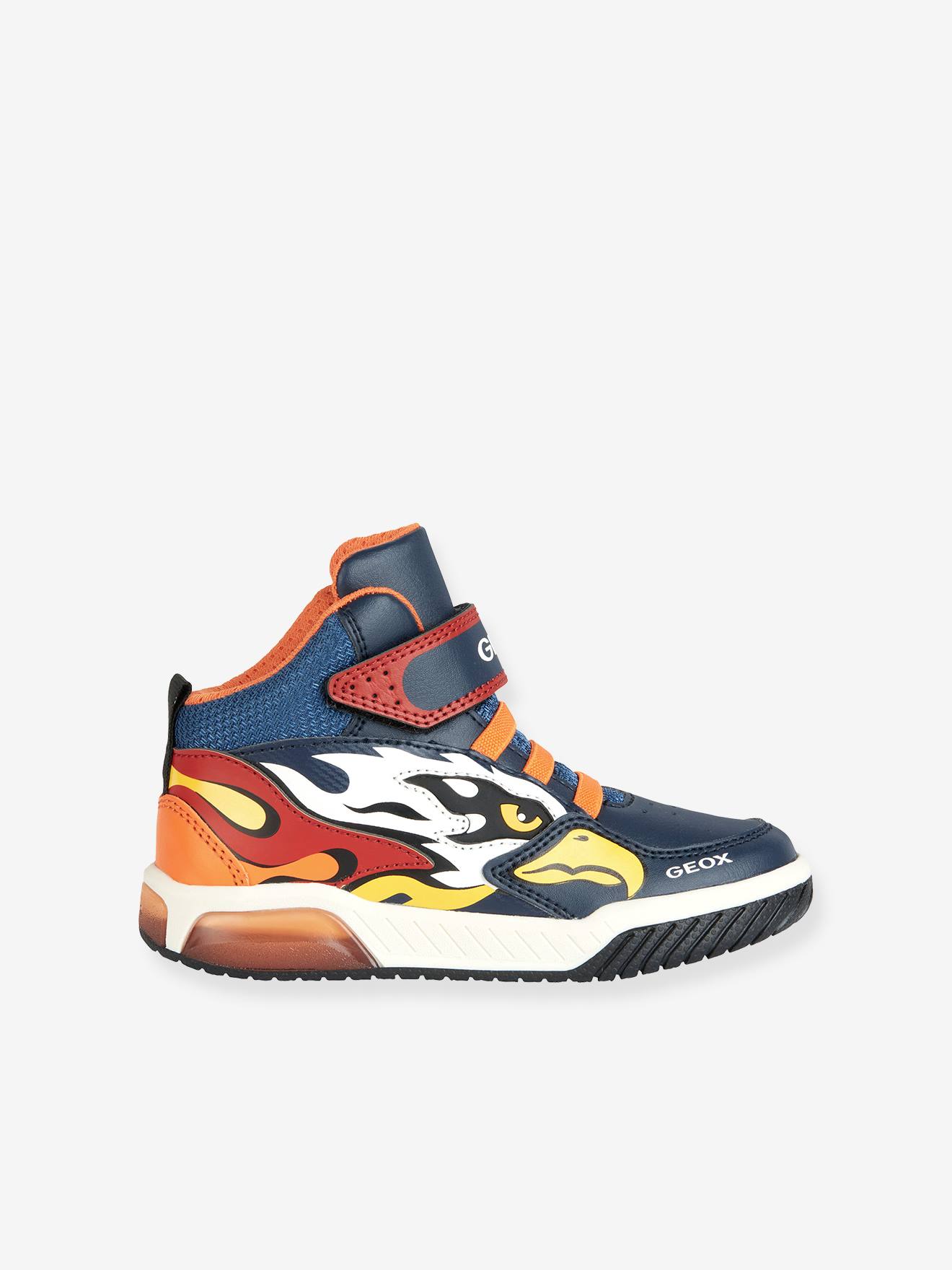 Tênis esportivo infantil Geox® Inek Boy laranja com luzes