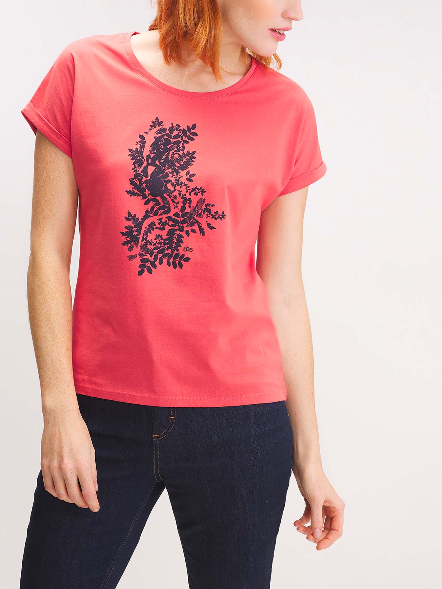 Tee Shirt Femme A Motif Rose