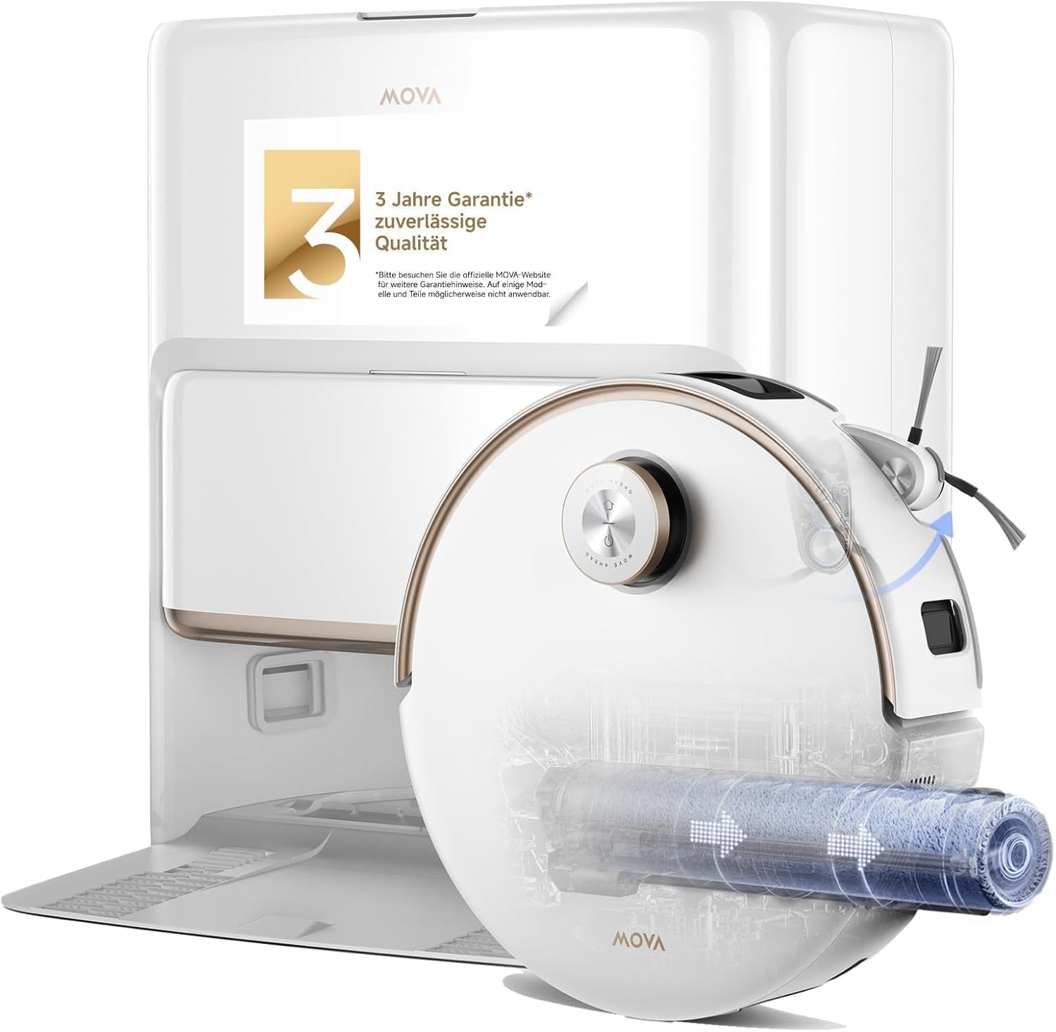 MOVA Z60 Ultra Roller Complete Saugroboter mit Wischfunktion, HydroForce-Wischen, AutoShield-Technologie, LiftPro-Gehäuse und StepMaster 2.0-System, 28.000 Pa Saugkraft, Wischen mit DuoSolution-System