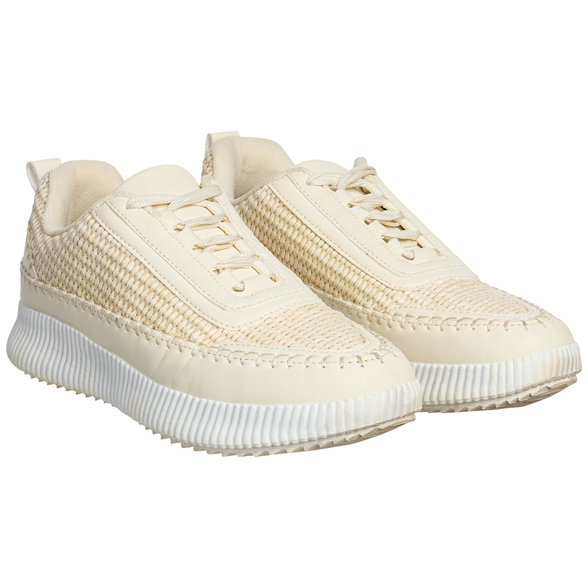 Gina Benotti Damen Sneaker mit Bast-Einsatz hellbeige