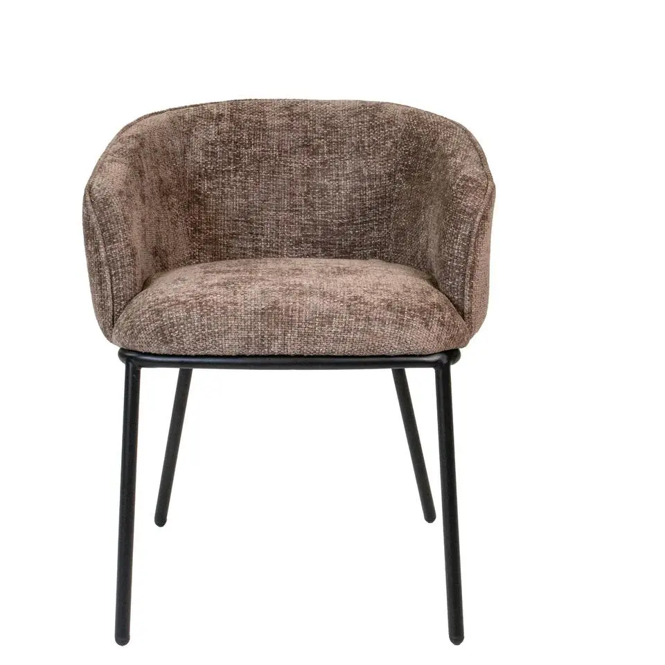 Eetkamerstoel Taupe - Stof - Zithoogte 51cm - Stoel Mae - Set van 2