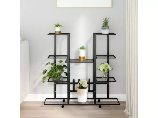 Jardinière avec roues 94,5x24,5x91,5 cm Noir Fer