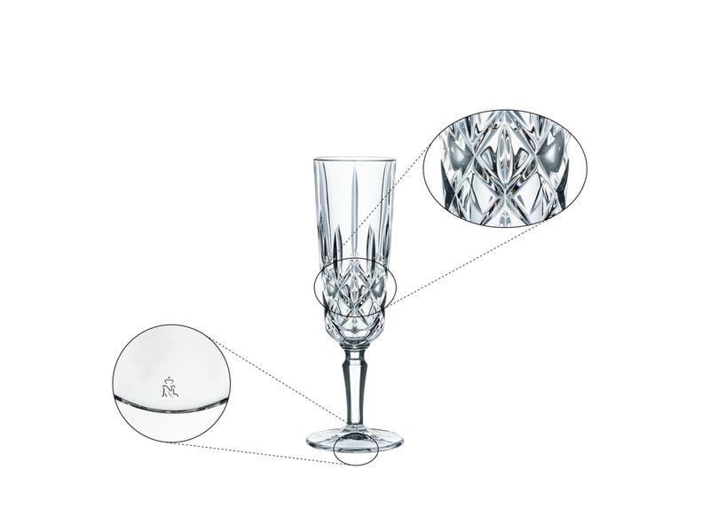 Nachtmann Champagnerglas Noblesse, 4 Stück Sektgläser-Set aus Kristallglas mit Karomuster