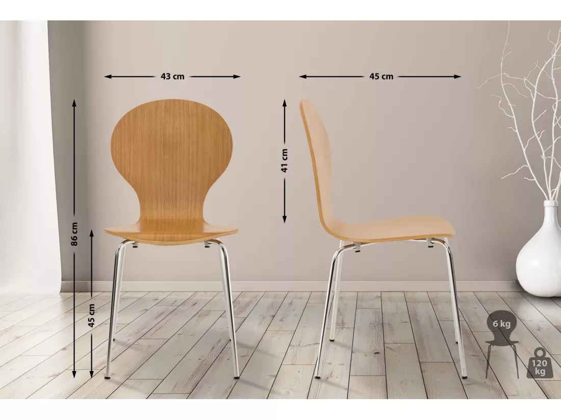 Lot de 4 Chaise de conférence - Bois & Nature - Chêne - DIEGO
