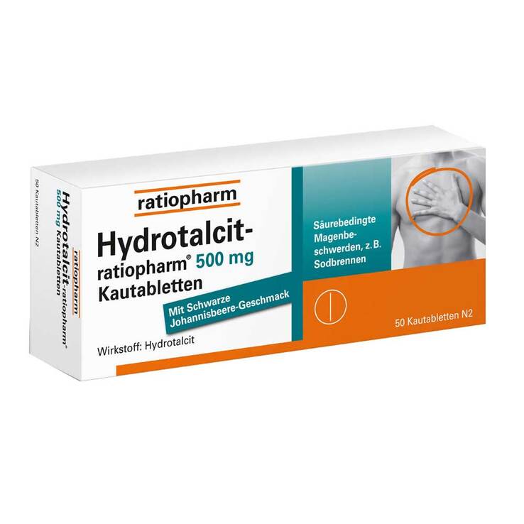 Hydrotalcit ratiopharm 500 mg Kautabletten, 50 St