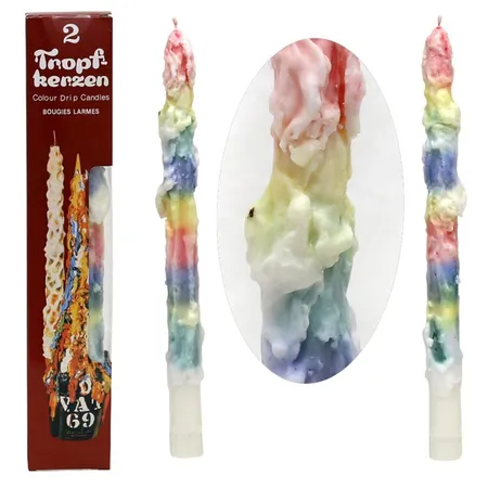 JEKA - Ebersbacher Kerzen 2er Set Tropfkerze, bunt 2,5 x 2,5 x 30 cm