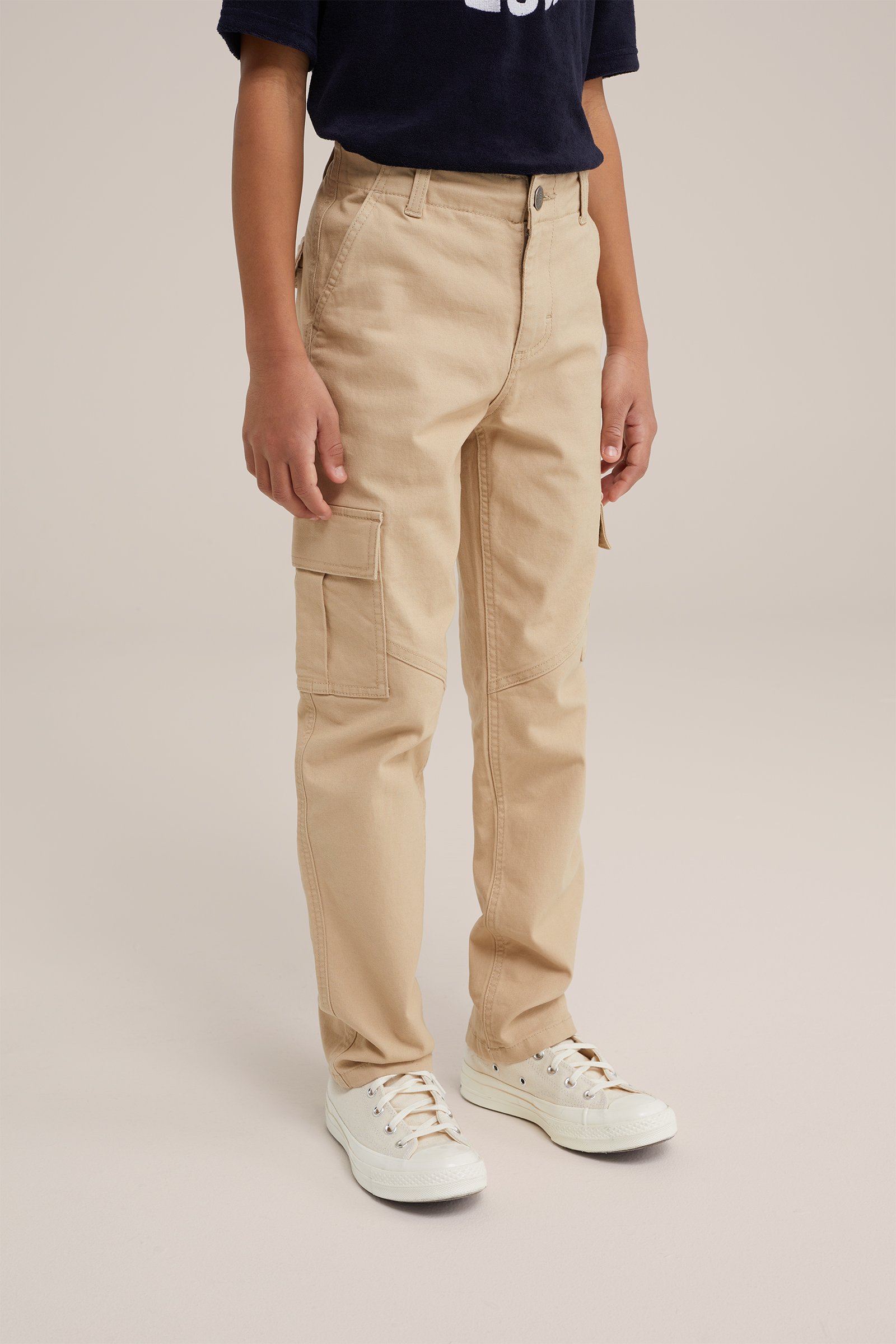 Jongens straight fit cargobroek Blue Ridge Beige