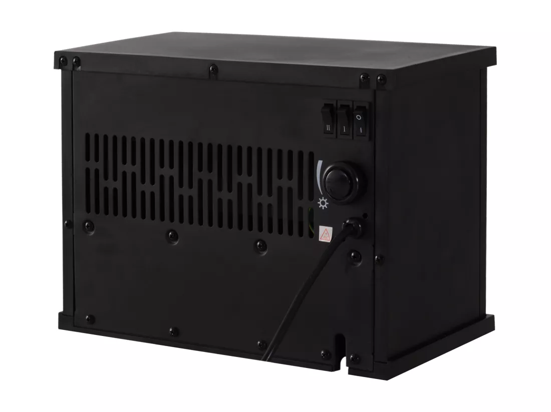 Cheminée électrique poêle style contemporain thermostat 600-1200 W noir