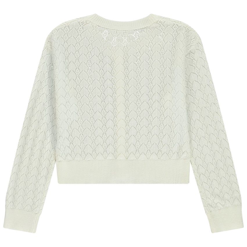 Gilet en tricot ajouré pour fille - Ecru