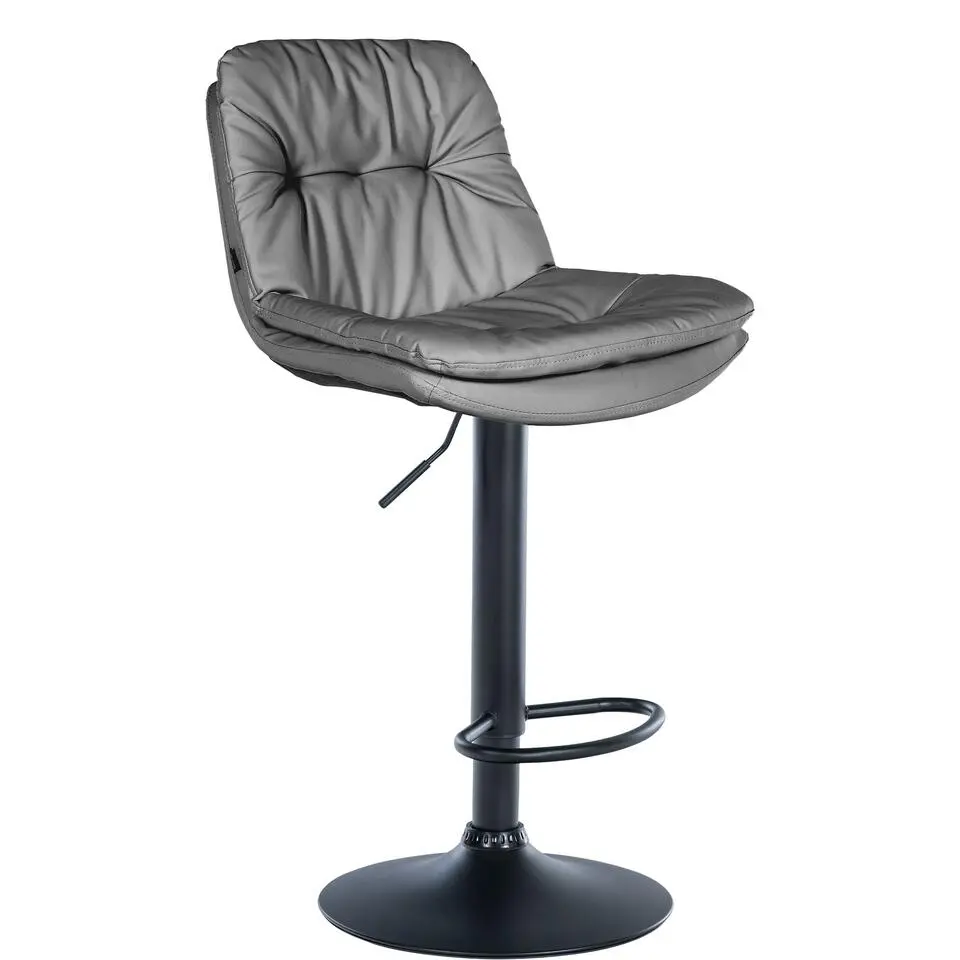 CLP Barkruk Laurel zwart Frame - Kunstleer - grijs