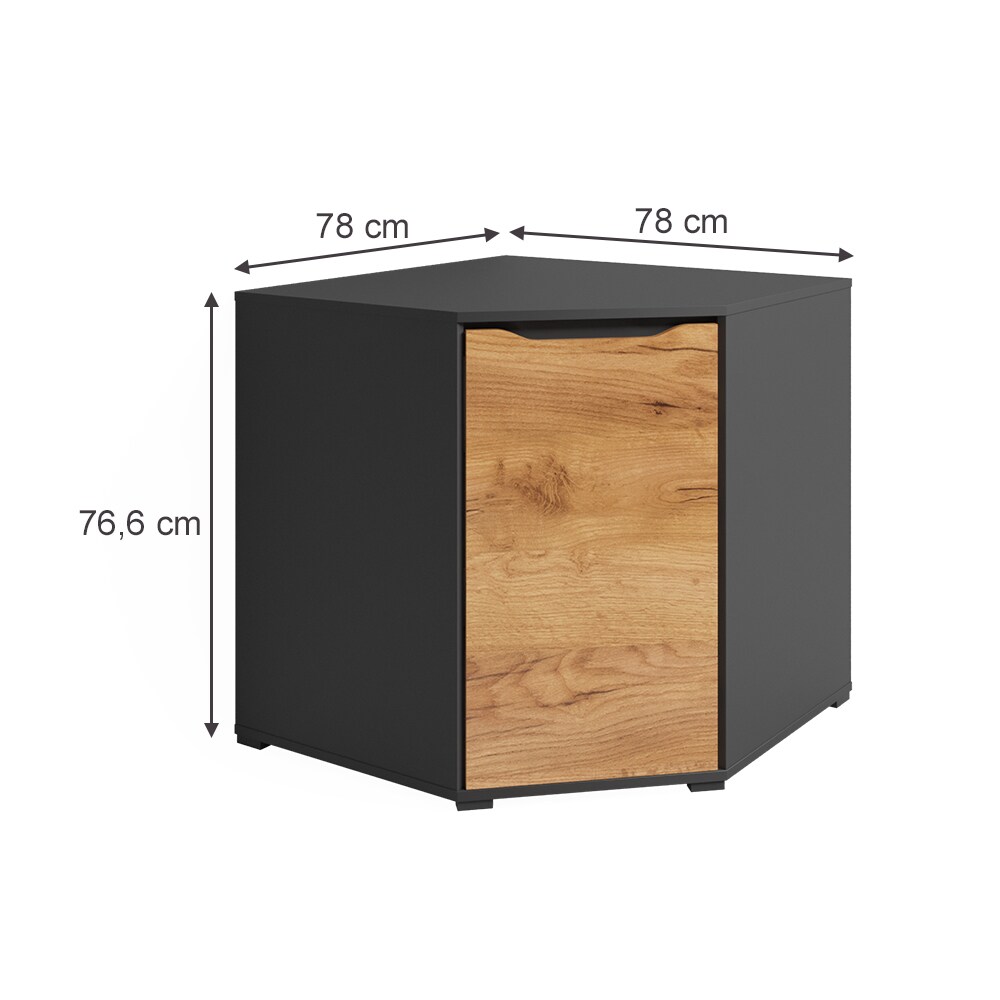 Vicco Eckkommode Ruben 78 x 77 cm Anthrazit Eiche Schrank