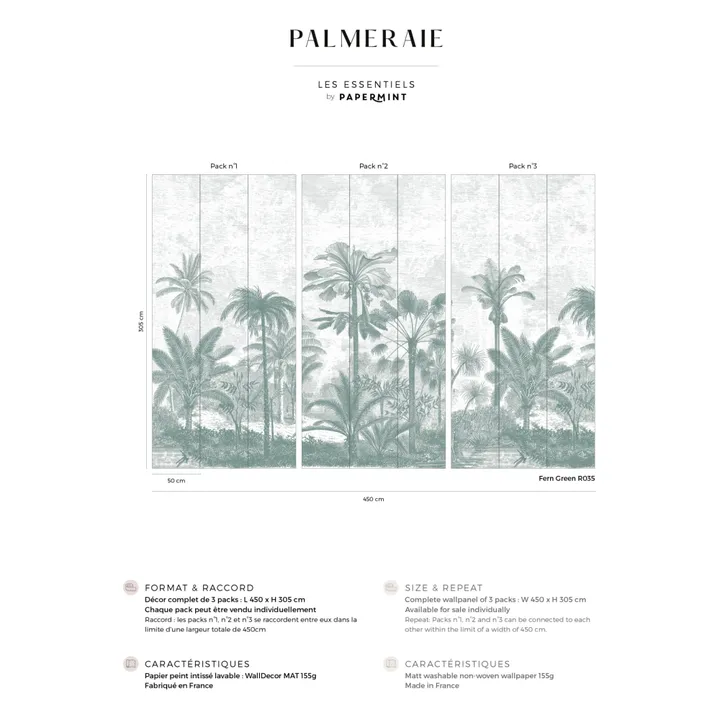 PaperMint Fresque Palmeraie Pack 2 - 3 lès | Vert
