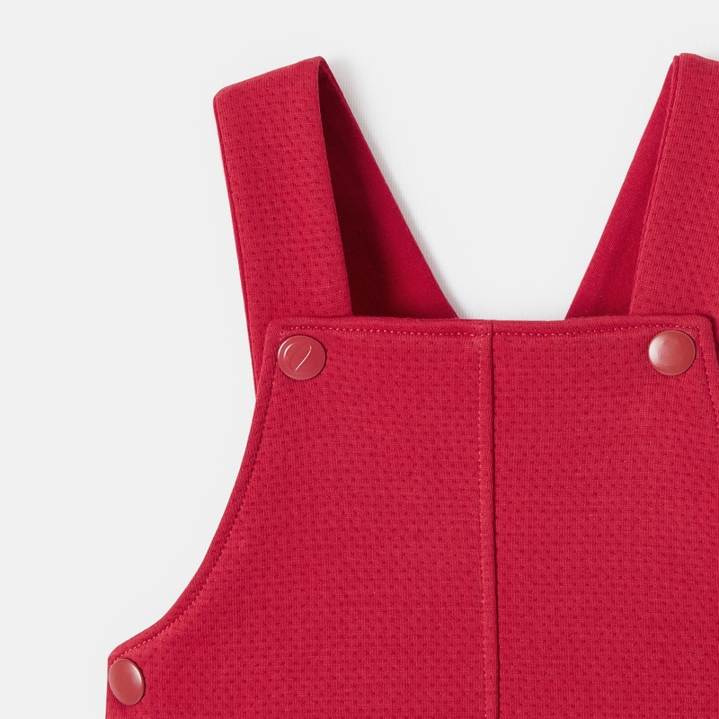 Robe unie en molleton à effet piqué rouge bébé fille Absorba