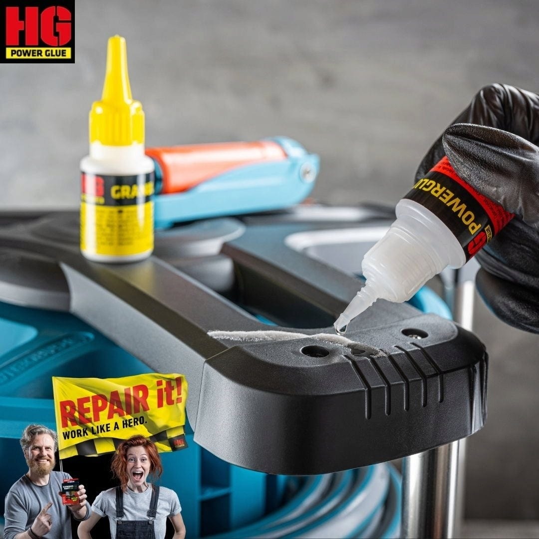 HG Power Glue  Schweissnaht aus der Flasche Mini, 5 g / 10 g    Hochleistungs-2-Komponenten-Klebstoff für extreme Reparaturen in Mini-Version