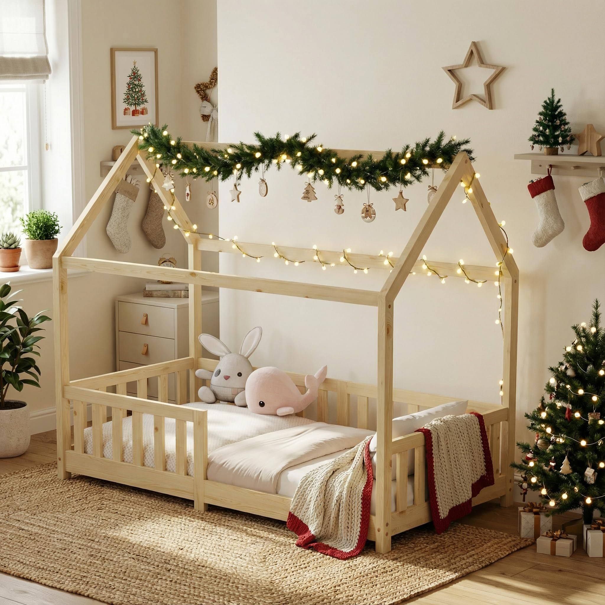 ecoMI Hausbett mit Rausfallschutz und Lattenrost