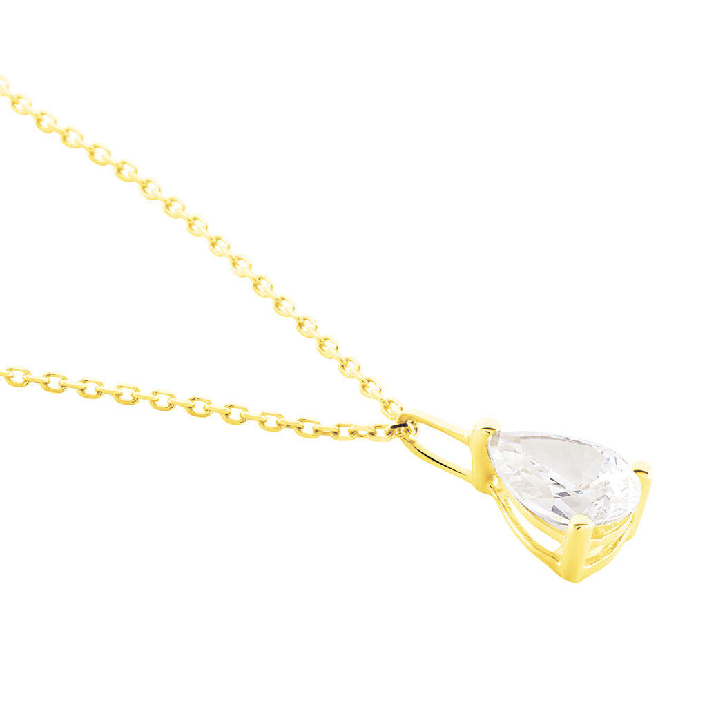 Collier Goutte Or Jaune Oxyde De Zirconium