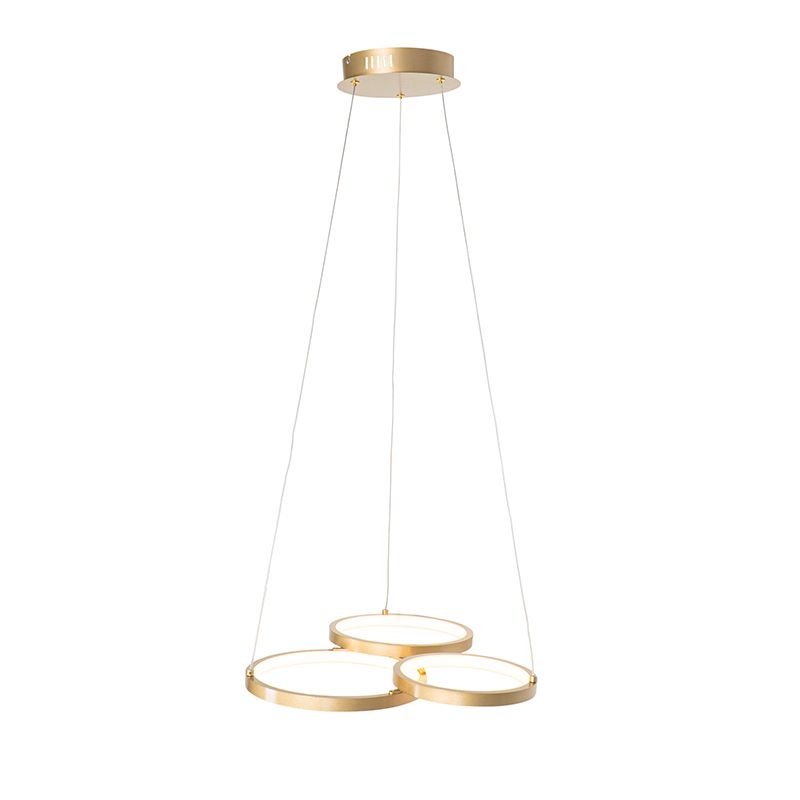 Hanglamp goud incl. LED 3-staps dimbaar 3-lichts - Rondas