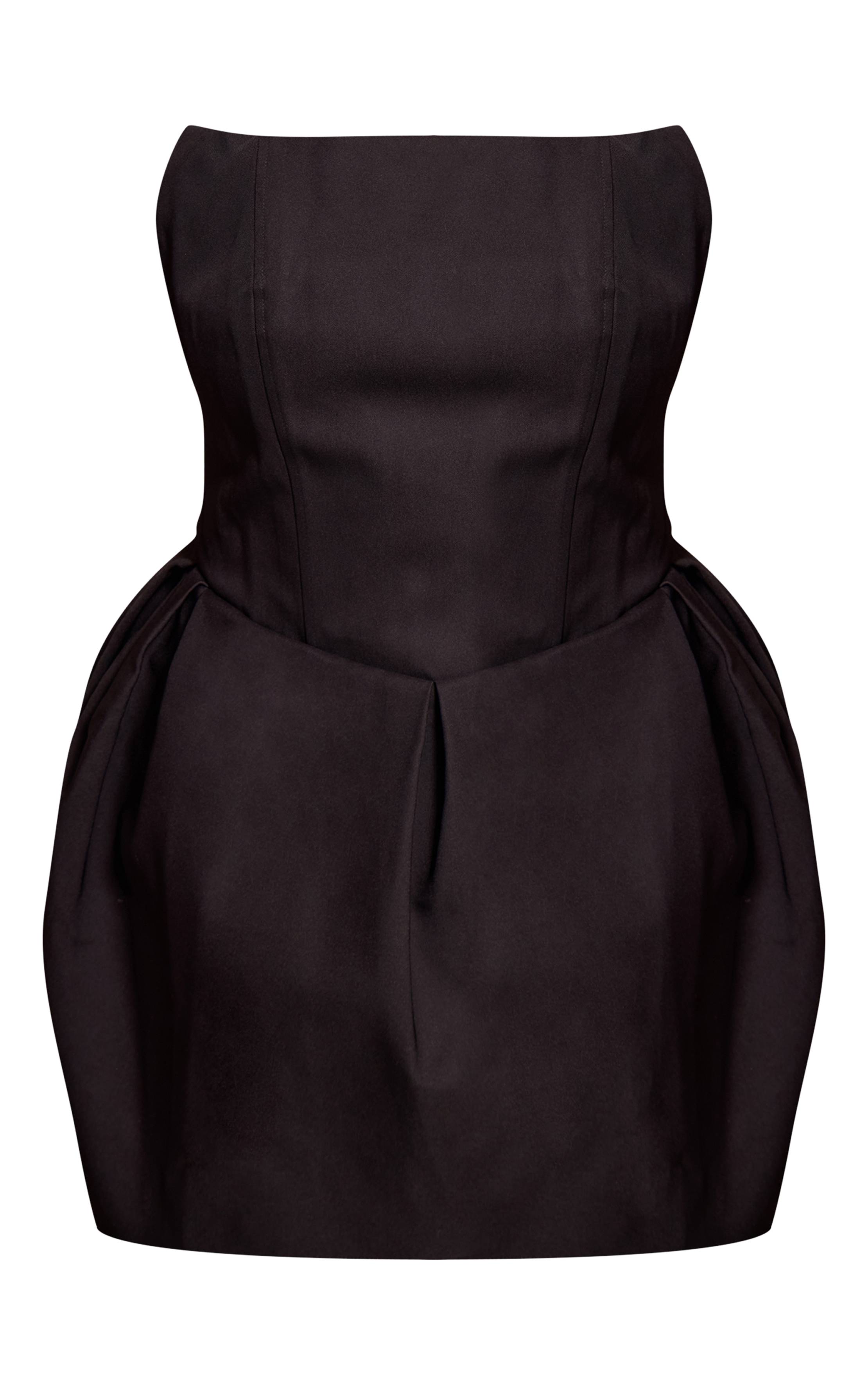 Noir Robe Mini Bandeau Premium Grande Taille Avec Jupe Tulipe En Tissu Tissé