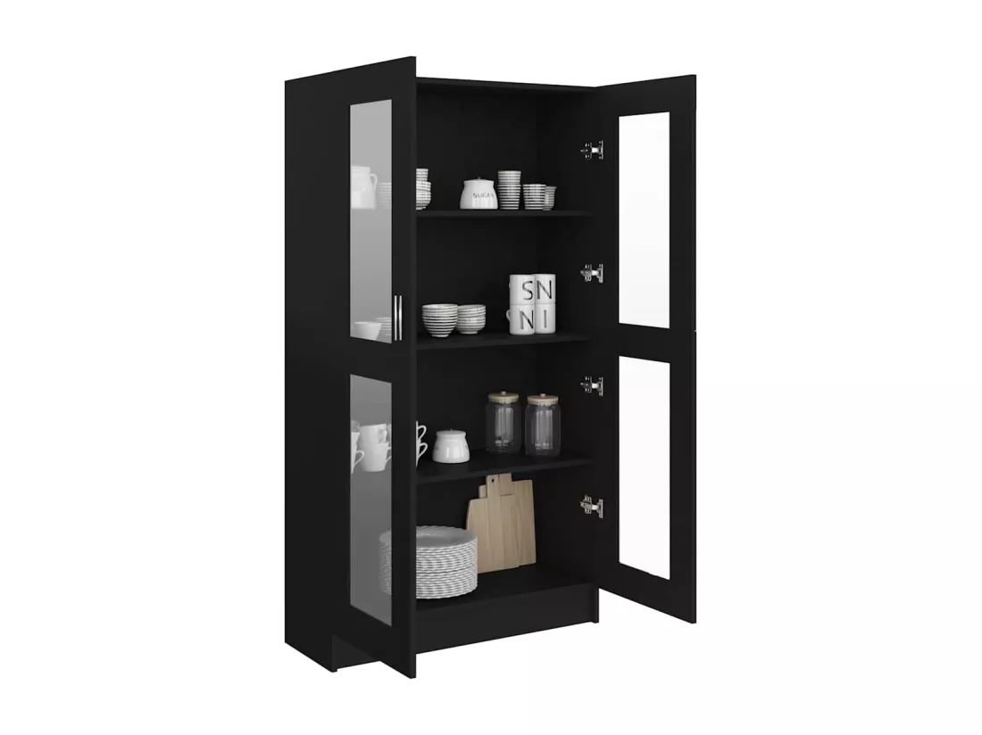 Armoire à vitrine Noir 82,5x30,5x150 cm Bois d'ingénierie